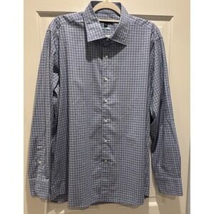 Peter Millar Crown Crafted Button Up Shirt Flex Finish Plaid‎ Blue Mens XL